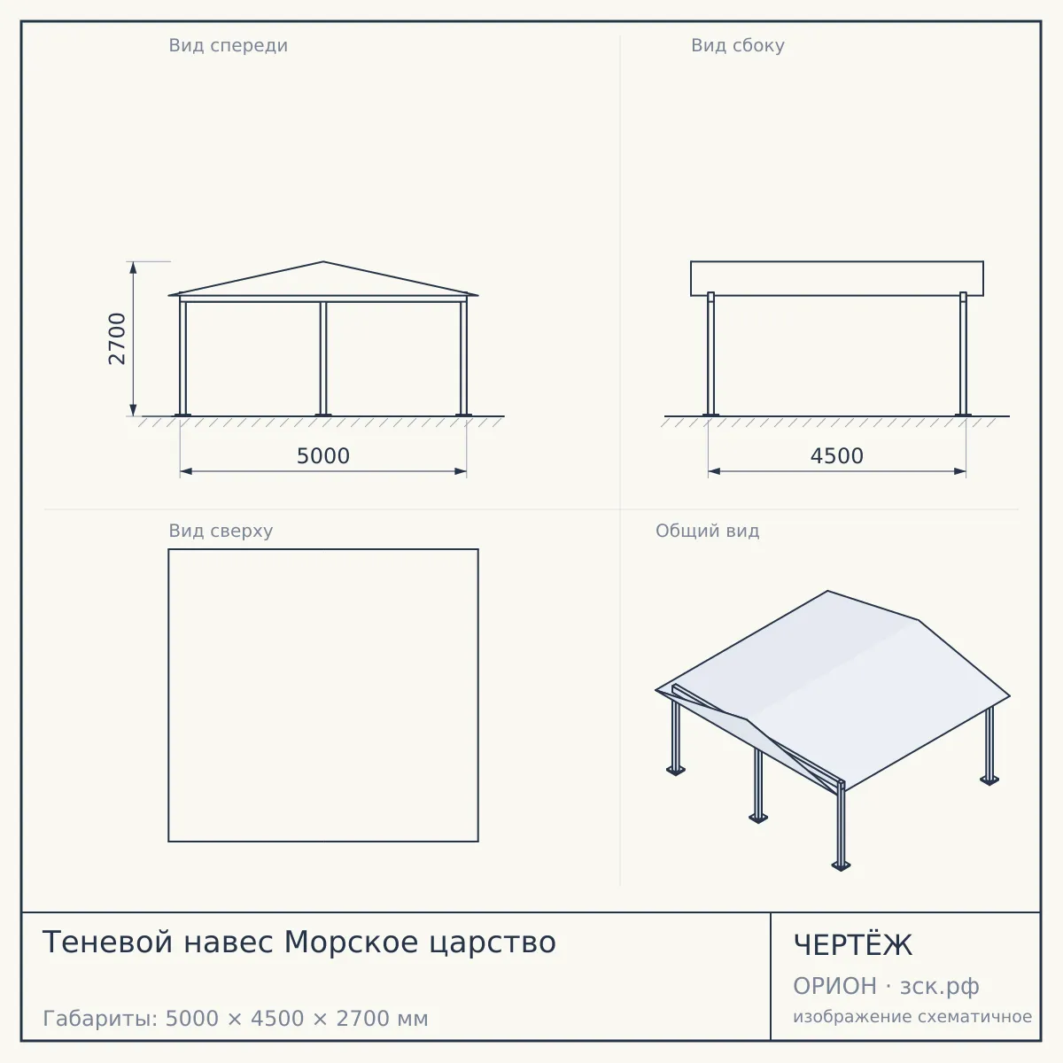 Теневой навес Морское царство — чертёж